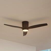 Lucande LED ceiling fan Sorin, black, DC, quiet, IP44