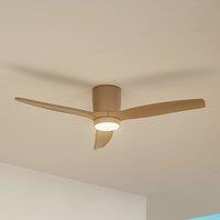 Lucande LED ceiling fan Sorin, beige, DC, quiet, IP44