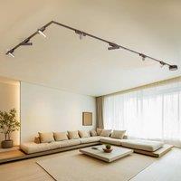 Lindby Lumaro track lighting system, light points, 7-bulb, black, 48V, dimmable
