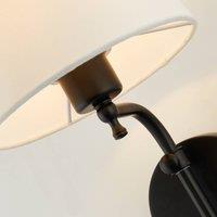 Searchlight Wall lamp Munich, plug, black/white, linen, adjustable