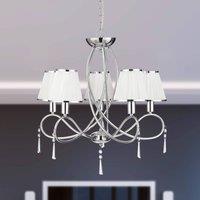 Searchlight Simplicity chandelier, 5-bulb, fabric, chrome/white, E14