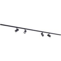 Lindby track lighting system Linaro, GU10, 4-bulb, black, 6 cm