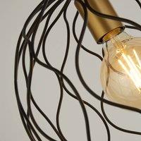 Searchlight Finesse pendant light, black/gold, metal, 31.5 cm, E27