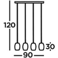 Searchlight Laser pendant light, black, metal, 4-bulb, E27