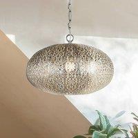 Searchlight Fretwork pendant light, nickel-coloured, metal, 39 cm, E27