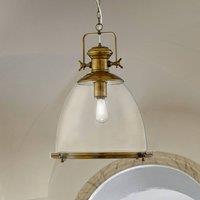 Searchlight Industrial pendant light, brass-coloured/clear, glass, E27