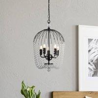 Searchlight Shower pendant light, black/clear, crystal glass, E14, 36cm