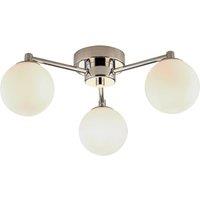 Searchlight Tiberius ceiling light, chrome/frosted, glass, 3-bulb, G9