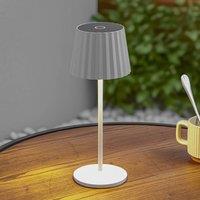 Lindby Esali LED rechargeable table lamp, white, grooves, 29 cm