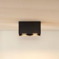 Lucide Bodi downlight, angular, black, GU10, 2-bulb, aluminium
