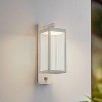Lucande LED outdoor wall lamp Ferdinand, white, sensor, 38 cm