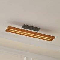 Lindby LED ceiling lamp Nesaja, black, wood, 98cm, dimmable