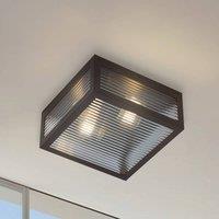 Lindby Bolgar outdoor ceiling light, black, metal, glass