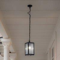 Lindby Bolgar outdoor pendant light, black, metal, glass