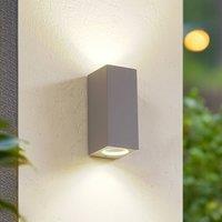 Lucande outdoor wall light Xava, up/down, grey, 2-bulb, GU10