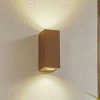 Lucande Xava outdoor wall light, up/down, brown, 2-bulb, GU10