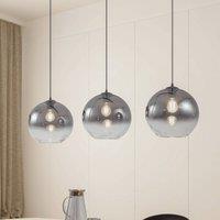 Lucande Brillar pendant light, smoke grey, glass, 3-bulb, 128cm