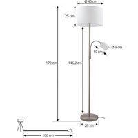 Lindby Jaileen floor lamp, white, textile, 170 cm, reading light