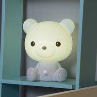 Lucide Children's table lamp Dodo bear, white, dimmable, ABS