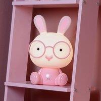 Lucide Children's table lamp Dodo bunny, pink/white, dimmable, ABS