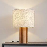 Lindby Kimiko table lamp, height 38 cm, wood, textile