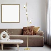 miloox by Sforzin Camely floor lamp, brushed gold/clear, 3-bulb, glass