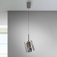 Paul Neuhaus LED hanging light Zula, smoke grey, 15 cm, glass