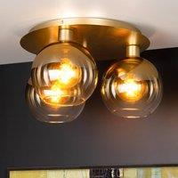 Lucide Marius ceiling light, gold, 50 cm, glass, 3-bulb