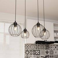 EMIBIG LIGHTING Nando pendant light, 4-bulb, 70 cm, black, metal, E27