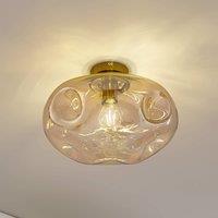 Lindby Lelia ceiling light, amber, glass, 35 cm
