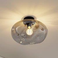 Lindby Lelia ceiling light, smoke grey, glass, 35 cm