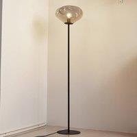 Lindby floor lamp Lelia, smoke grey, glass, metal, 150 cm