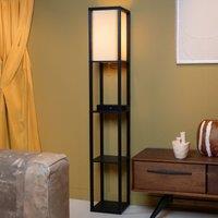 Lucide Menno floor lamp, black, 162.7 cm, wireless charger