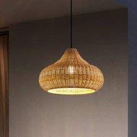Lucande outdoor hanging light Taniola, 1-bulb, beige, rattan, IP44