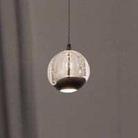 Lucande LED hanging light Hayley, black, 1-bulb, glass