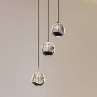 Lucande LED hanging light Hayley, black, 3-bulb, glass