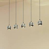 Lucande LED hanging light Hayley, black, 5-bulb, elongated