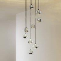 Lucande LED hanging light Hayley, black, 9-bulb, glass