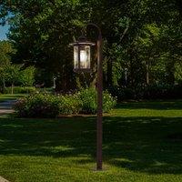 Lindby Zayn path light, rust-coloured, glass, height 109 cm, IP65