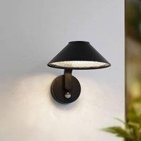 Lindby LED wall light Capelo, black, aluminium, sensor, 20cm