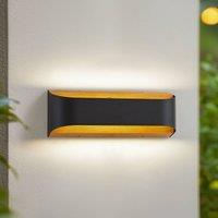 Lindby LED outdoor wall light Lenore, black, metal, 36.5 cm