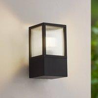 Lucande outdoor wall lamp Klemens, black metal, IP54, Riffle