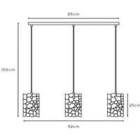 Lucide Almelo pendant light, 3-bulb, linear, black/gold, metal