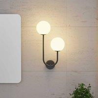 Forlight wall lamp Sfera Double, black, glass, width 23 cm