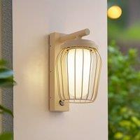 Lucande Chandan outdoor wall light, 30cm, beige, sensor, IP44
