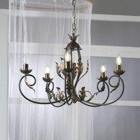 ONLI Gretel chandelier, 5-bulb, bronze-coloured, metal, E14
