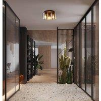 Searchlight Sweden ceiling light, 3-bulb, mocha/amber, steel, glass, E27