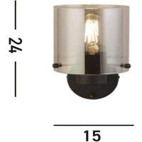 Searchlight Sweden wall light, black/smoke grey, 1-bulb, steel, glass