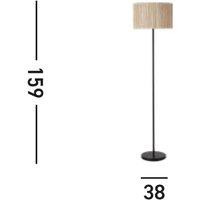 Searchlight Meadow floor lamp, black, brown, natural fibre, steel