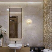 Searchlight Shell wall light, white satinised, shell shape, glass, IP44